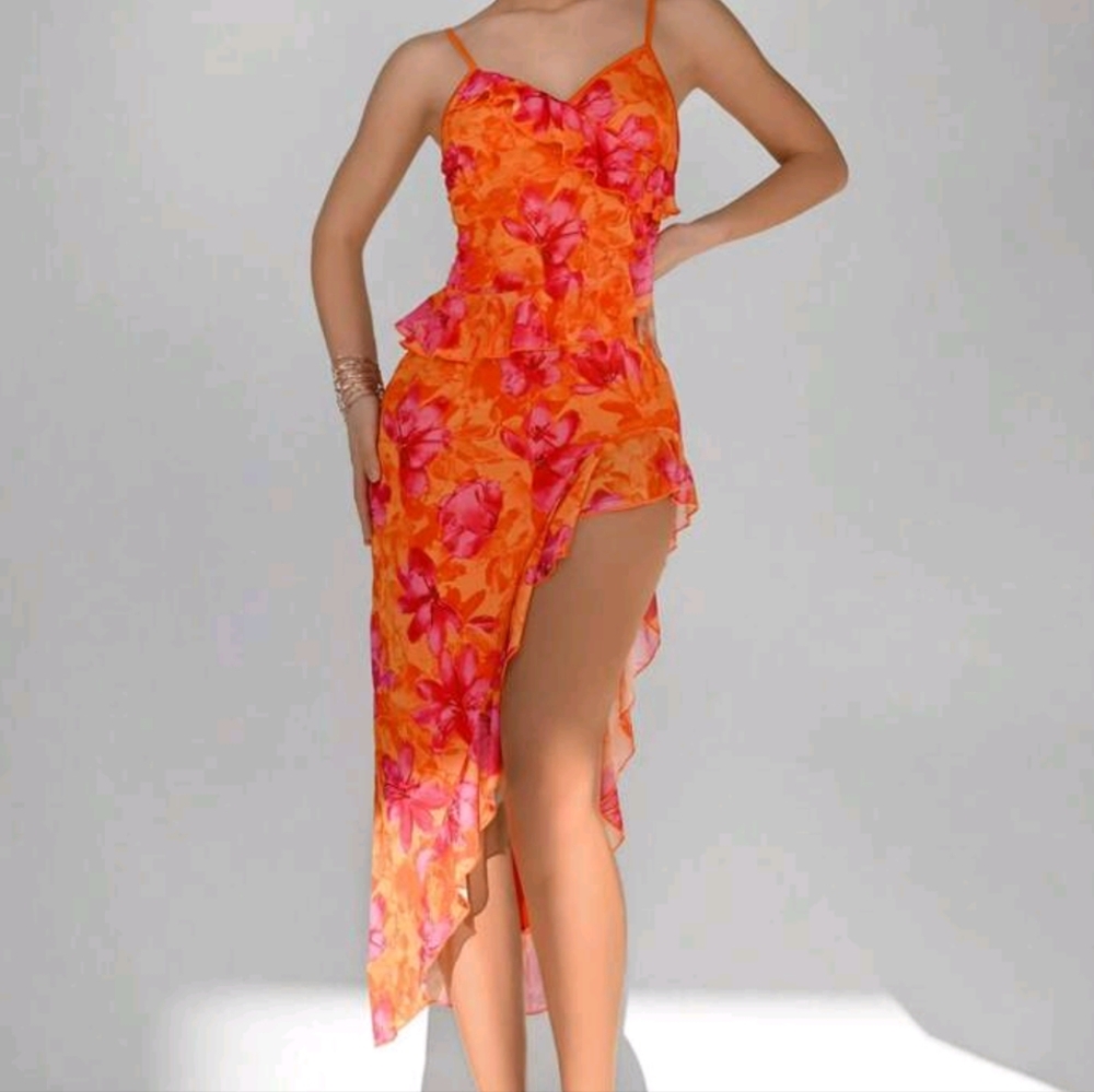 Orange Floral Resort Dress